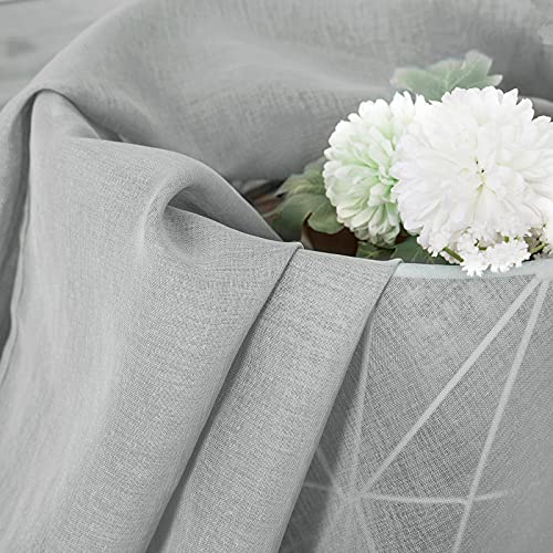 Short Sheer Curtains Linen Textured Living Room Curtain Sheers Light Filtering Rod Pocket Voile Curtains for Bedroom (42"W x 45"L (Pack of 2) / Silver Grey)