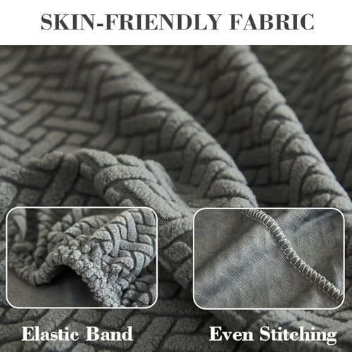 Couch Covers for 2 Cushion Sofa Pet Friendly Couch Cushion Covers Universal Sofa Covers Washable Stretch Slipcovers for Sectional Sofa (Texture Gray / Large Double Seat Cover)