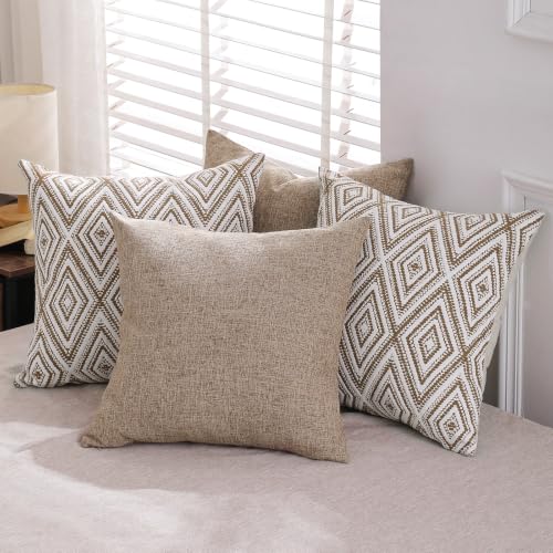 Throw Pillow Covers 18x18 (Light Brown / 18" x 18" (Pack of 4))