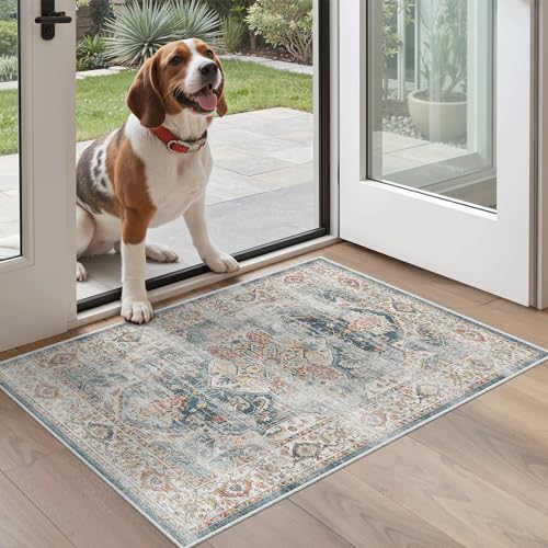 Washable Area Rug 2x3 Small Entryway Rugs Non (Navy / 2' x 3' (Rectangular))