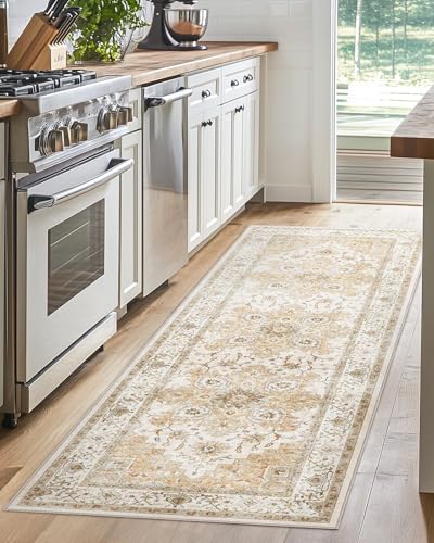 Amada 2x6 Washable Runner Rug for Kitchen and Entryway (2' x 6' (Runner) / Beige)