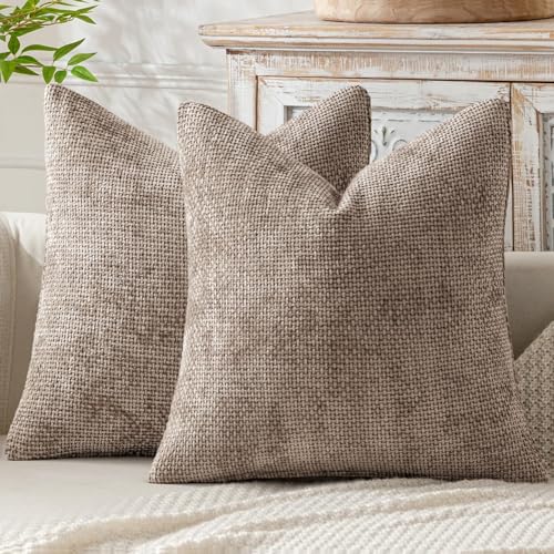 Decorative Couch Throw Pillow Covers 18x18 Inch Light Khaki 2 Pack (18" x 18" (Pack of 2) / Light Khaki)