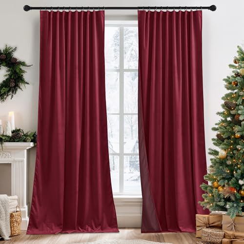 Burgundy Velvet Curtains 84 inches for Bedroom Living Room (Burgundy / 52"W x 84"L (Pack of 2))
