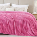 3D Ribbed Jacquard Hot Pink King Size Blanket for Bed (Hot Pink / King(108"x90"))