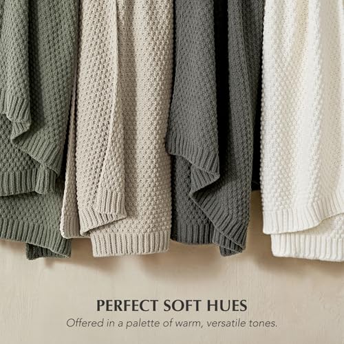 HOME Chunky Chenille Knit Throw Blanket (Warm Gray / 60" X 80")