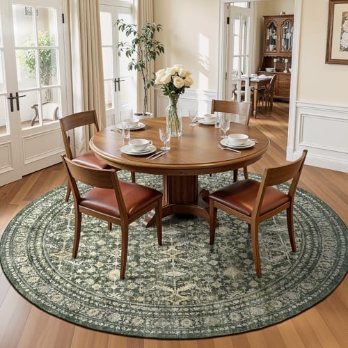 6ft Area Rugs for Living Room Bedroom (Green / 6' (Round))