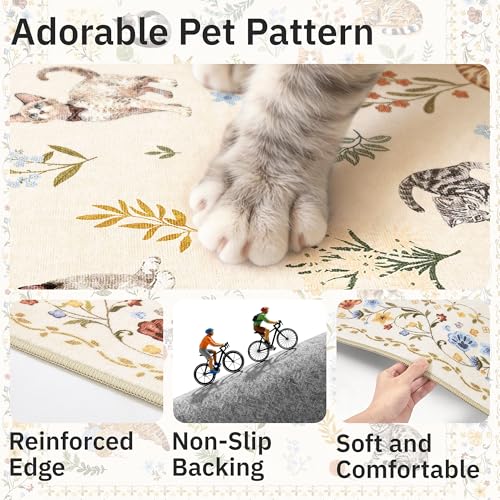 2x3 Cat Rugs for Entryway (Cat Beige / 2' x 3' (Rectangular))