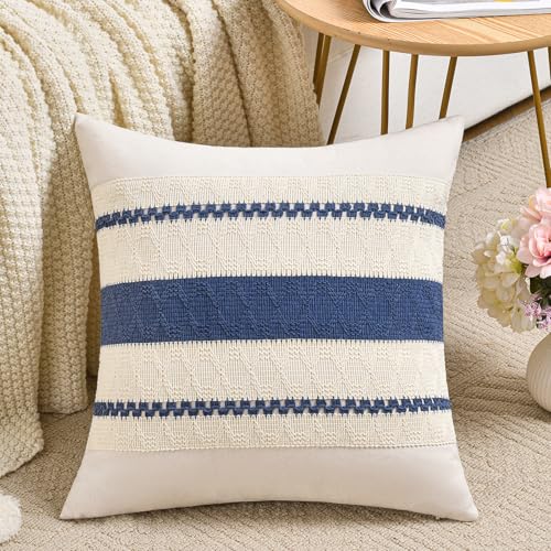 Set of 1 Dusty Blue Vintage Decorative Throw Pillow Covers 18x18 Inch for Couch Bed Sofa Chair Bedroom (18" x 18" (Pack of 1) / Dusty Blue)