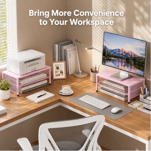 2 Tier Computer Monitor Stand Riser (Pink / 2-tier)