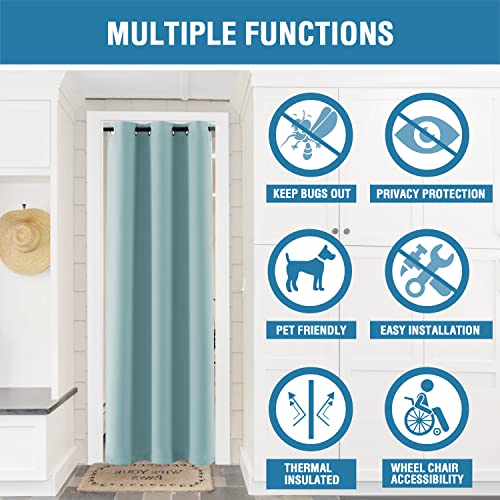 Doorway Curtain Blackout Closet Door Curtain Room Divider Window Treatment Curtain for Bedroom Thermal Insulated Privacy Drape Soundproof Grommet (42"W x 80"L (Pack of 1) / Mineral Blue)