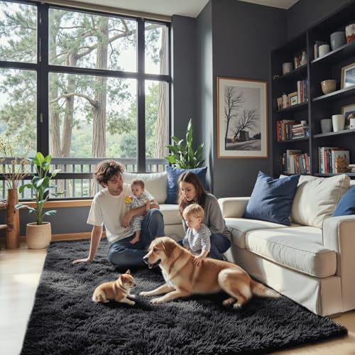4x6 Area Rugs for Bedroom (Black / 4' x 6' (Rectangular))