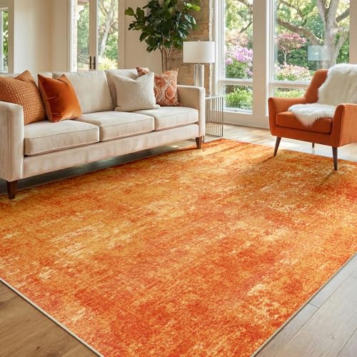 Washable 5'x7' Abstract Area Rug for Living Room Orange (Orange / 5' x 7' (Rectangular))