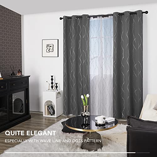 Living Room Curtains 84 Inches Long (Light Grey/Wave Dots / 42"W x 84"L (Pack of 2))