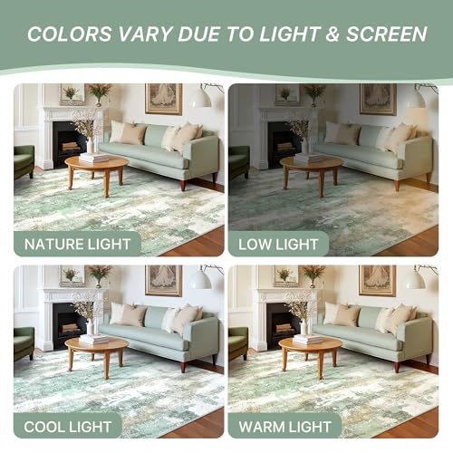 2x12 Green Abstract Runner Rug (Light Green/Cream / 2' x 12' (Rectangular))