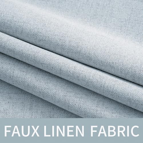 100% Blackout Linen Curtains for Bedroom 52x72 Inches Chambray Blue (Chambray Blue / 52"W x 72"L (Pack of 2))