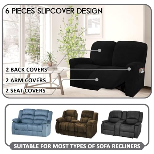 Reclining Love Seat Slipcover (Black)