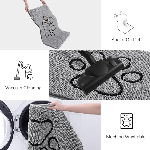 Dog Door Mat for Muddy Paws (30"X20" / Grey and Black)