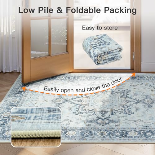 5x7 Light Blue Rugs for Bedroom Living Room (Sunflower Blue/Gold / 5' x 7' (Rectangular))
