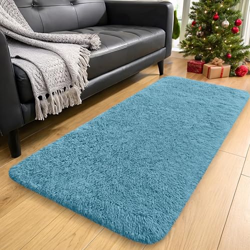 2x8 Machine Washable Runner Rugs for Hallway (2x8 Ft / Slate Blue)