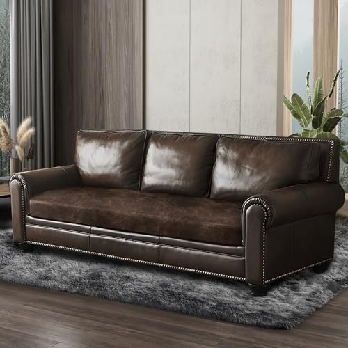 Leather Look Couch Cushion Covers Sofa Seat Slipcovers Sets Couches Furniture Protector for Sectional Armchair Loveseat Pets Kids Stretch (1 Cushion XL Sofa / Brown)