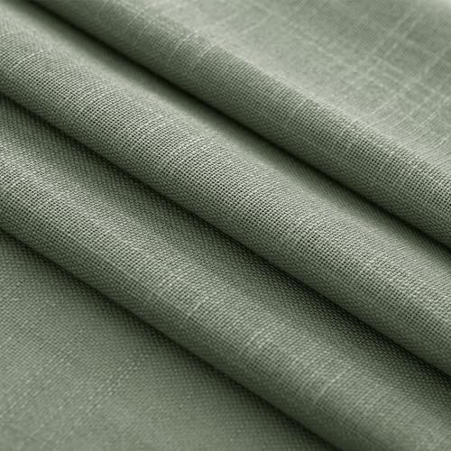 Olive Green Curtains 120 inch Length 2 Panels for Bedroom Back Tab Light Filtering Semi Sheer Drapes Linen Cotton Textured Airy Modern Farmhouse Living Room Sage Aesthetic Decor 52x120 (Olive Green / 52"W x 120"L (Pack of 2))