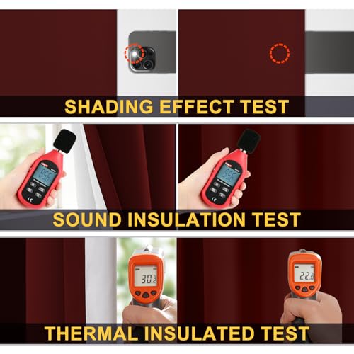 Burgundy Red Blackout Curtains 84 Inches Long for Bedroom 50" Wide (50"W x 84"L (Pack of 2) / Burgundy Red With White Backing)