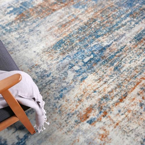 Abstract Area Rug 4x6 Ft Washable Rugs for Entryway Indoor (Blue/Rust/White / 4' x 6' (Rectangular))