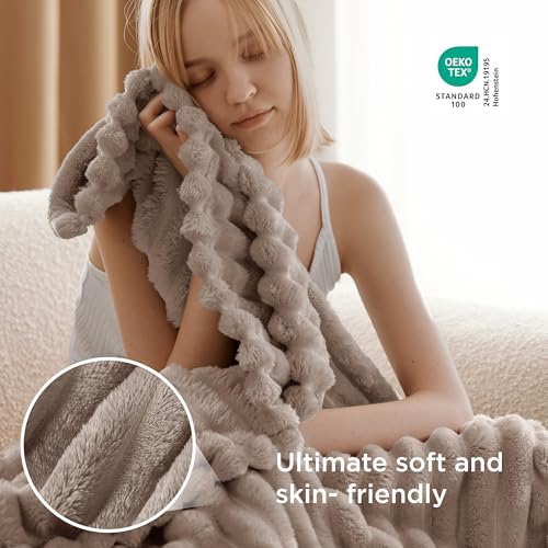 Soft Twin Blanket for Bed Decor Gifts Light Brown 60"x80" (Light Brown / Twin)