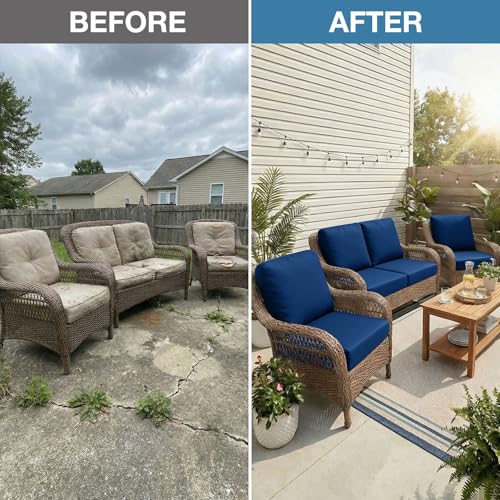 8Pcs Patio Cushion Covers (Navy / 8PCS)