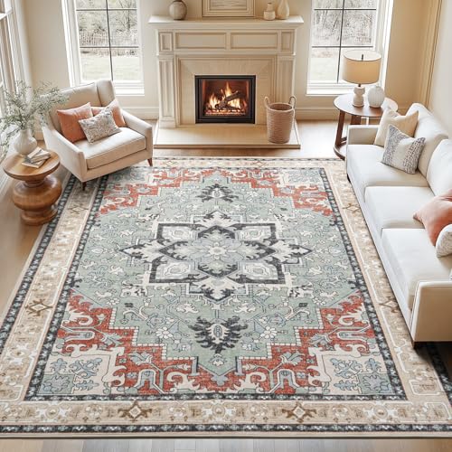 8x10 Area Rugs for Living Room and Bedroom (Beige Orange / 8' x 10' (Rectangular))