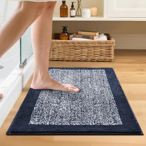 Bathroom Rugs 24x17 Non Slip Washable (Dark Blue / 1'5" x 2' (Rectangular))