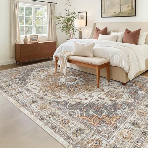 6x9 Area Rugs for Living Room (Turmeric/Grey / 6' x 9' (Rectangular))