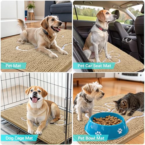 Dog Door Mat for Muddy Paws 54x32 (Beige / 54" X 32")