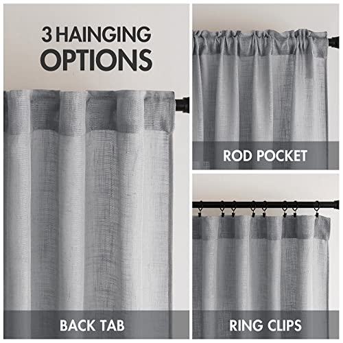 Grey Linen Curtains 52x96 Inch Long with Linen Window Drapes Gray (52"W x 96"L (Pack of 2) / Grey)