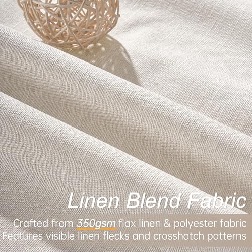Cream Linen Blackout Curtains 84 Inch Long for Bedroom Living Room (Birch / 52"W x 84"L (Pack of 2))