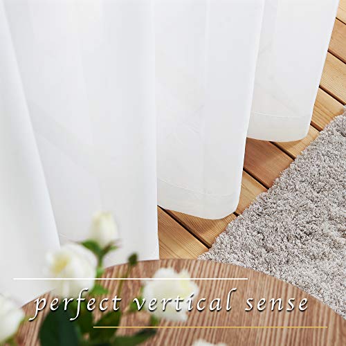White Sheer Curtains 84 inches Long (Pure White / 55"W x 84"L (Pack of 2))