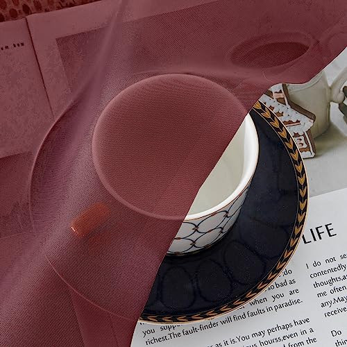 Rod Pocket Top Solid Voile Sheer Curtains for Bedroom (Burgundy / 42"W x 54"L (Pack of 2))