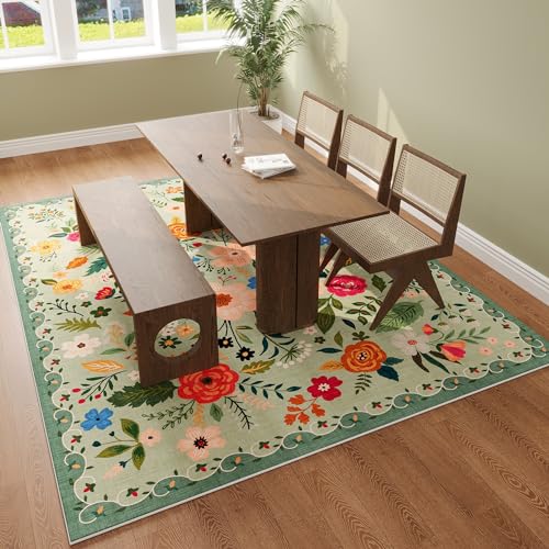 Area Rug 9x12 Washable (Green / 9' x 12' (Rectangular))
