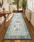 Provence Fog 2.5 x 8 Washable Kitchen Runner Rugs Non Slip Vintage Boho Cottage Long Rug for Hallways Bedroom Entryway Bathroom Mat with Rubber Back (Provence Fog / 2'6" x 8' (Runner))