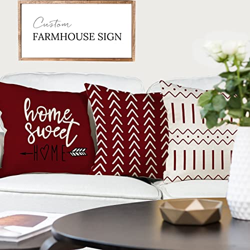 Christmas Pillow Covers 18x18 Set of 4 (Burgundy / 18" x 18" (Pack of 4))
