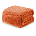 Soft Waffle Fleece Bed Blanket Queen Size (Burnt Orange / 90x90 in)
