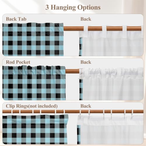42 x 108 Inch Linen Buffalo Plaid Check Curtains Blackout Room Darkening Thermal Insulated Black Blue Buffalo Checkered Window Drapes Farmhouse Bedroom Living Room Pocket Tab Curtain 2 Panels (Blue / 42"W x 108"L (Pack of 2))