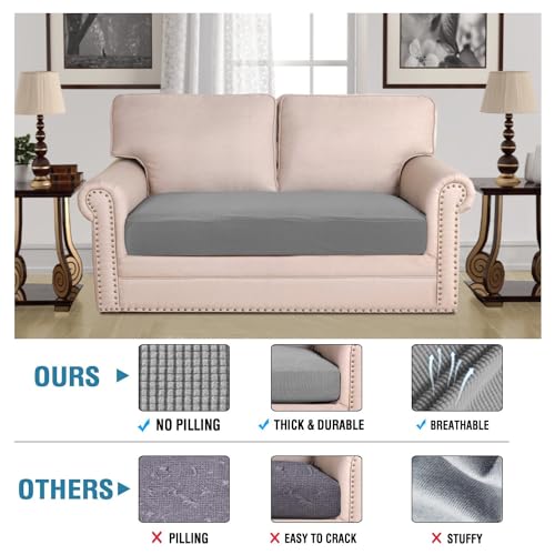 Super Stretch Individual Seat Cushion Covers Sofa Covers Couch Cushion Covers Slipcover Sets Thick Jacquard Textured Twill Fabric (Dove / 1 Cushion Loveseat)