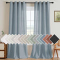 Linen Curtains Home Decorative Nickel Grommet Curtains Privacy Added Energy Saving Light Filtering Window Treatments Draperies for Bedroom (52"W x 96"L (Pack of 2) / Stone Blue)
