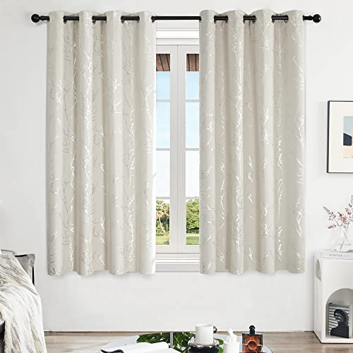 Living Room Curtains 63 Inches Long (Light Beige/Tree Branch / 52"W x 63"L (Pack of 2))