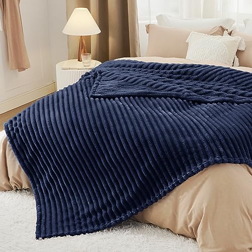 Soft Queen Size Blanket for Bed Navy Blue 90"x90" (Navy / Queen)