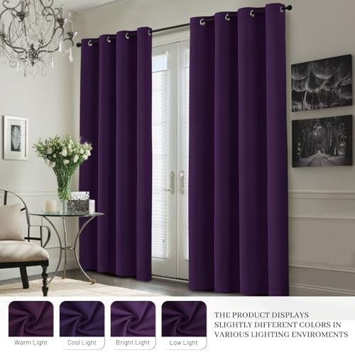 Purple 100% Blackout Curtains 84 Inches Long for Bedroom 40" Wide (40"W x 84"L (Pack of 2) / Purple With White Backing)