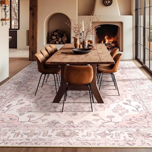 Washable Area Rug (Pink / 10' x 14' (Rectangular))