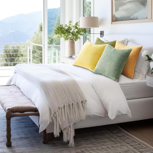 Summer Throw Pillows Covers 16x16 Inch Set of 4 (Yellow Green / 16" x 16" (Pack of 4))