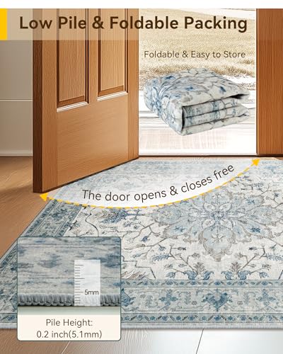 Washable Area Rug (Blue/White/Gray / 6' x 8' (Rectangular))
